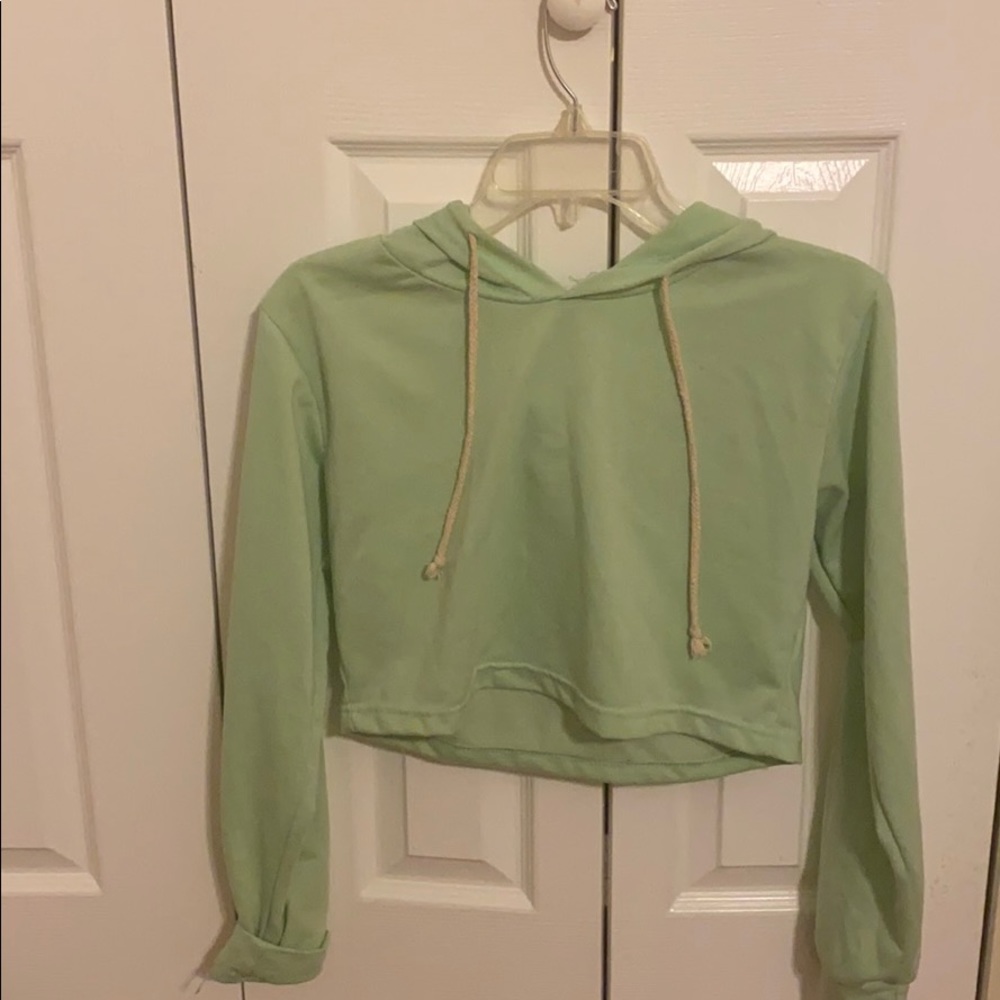 Green Cropped Hoodie